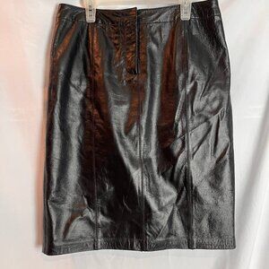 Women's Black leather 9 West Skirt Size 6